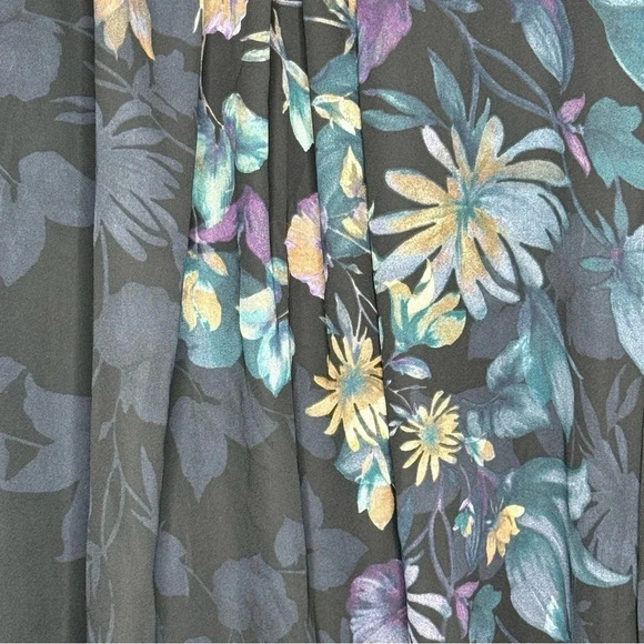 Linea 2X Shirt Top Blue Floral Long Sleeve Round Neck Sheet Casual Womens - Picture 2 of 6